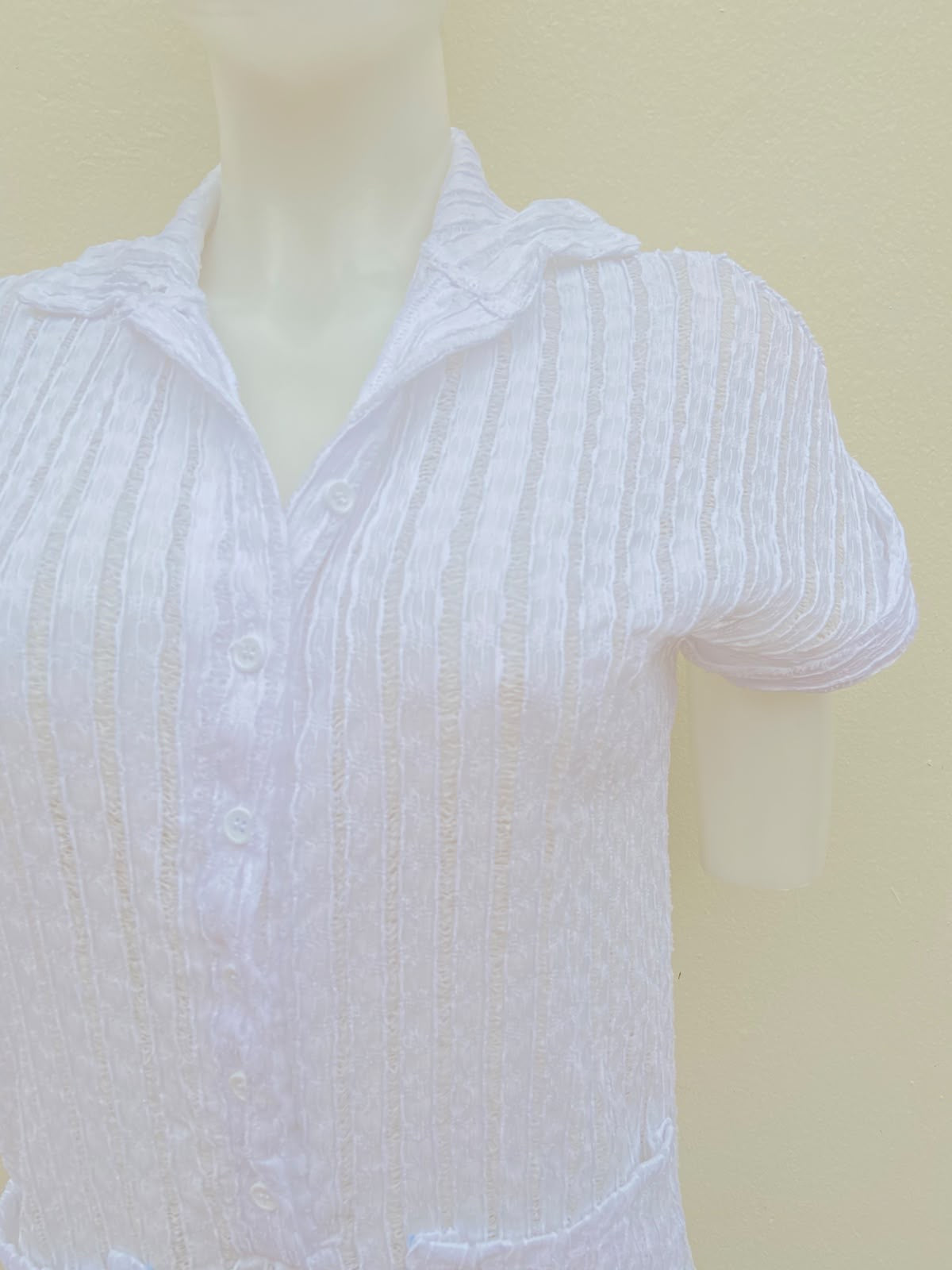 Enterizo/ Cover up blanco, con cuello  y textura.