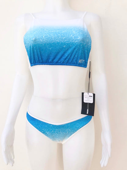 Biquini, de dos piezas  azul cielo con blanco estilo agua del mar CLEAR WATERS