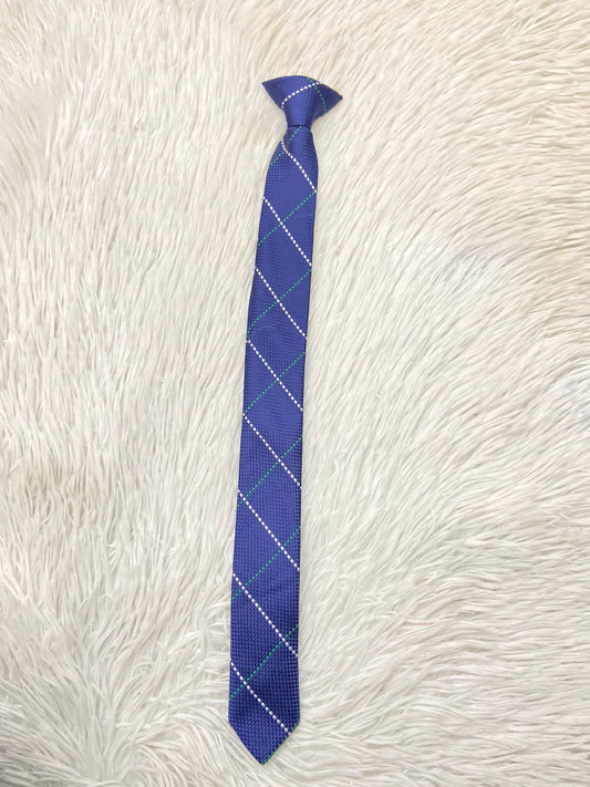 Corbata TOMMY HILFIGER original, azul marino con rayas en puntos blancos y verdes.