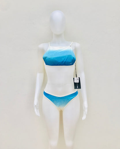 Biquini, de dos piezas  azul cielo con blanco estilo agua del mar CLEAR WATERS