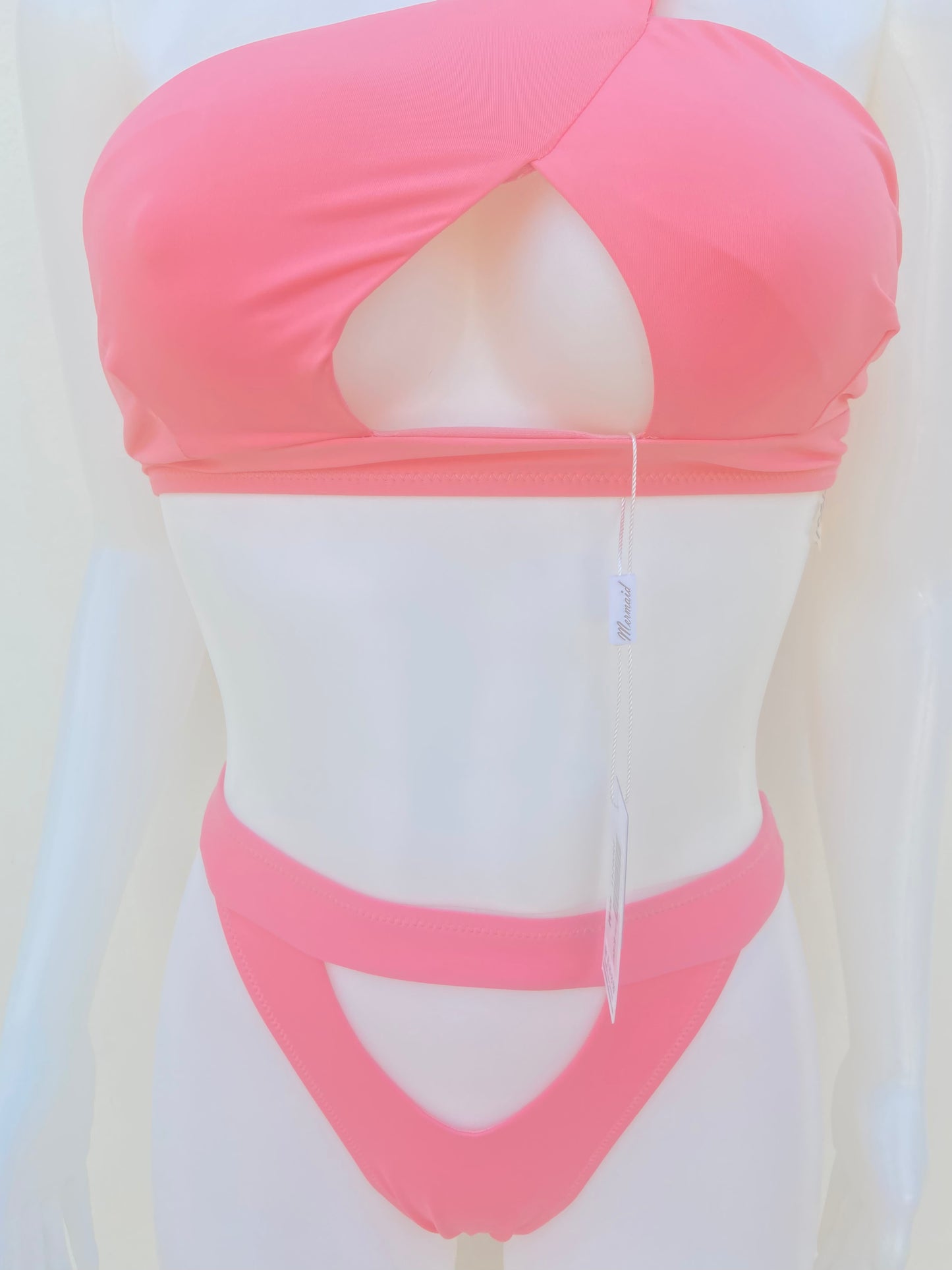 Biquini Mermaid Swimwear Original rosado de una sola manga con abierto al frente