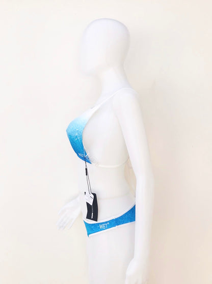 Biquini, de dos piezas  azul cielo con blanco estilo agua del mar CLEAR WATERS