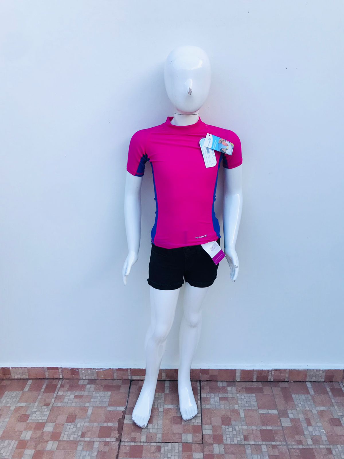 T-shirt de traje de baño Sporti original de color rosado con raya a lo –  Qlindo Store