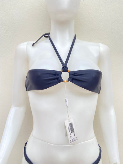 Biquini MERMAID SWIMWEAR Original, color negro con aro marrón en la parte central súper