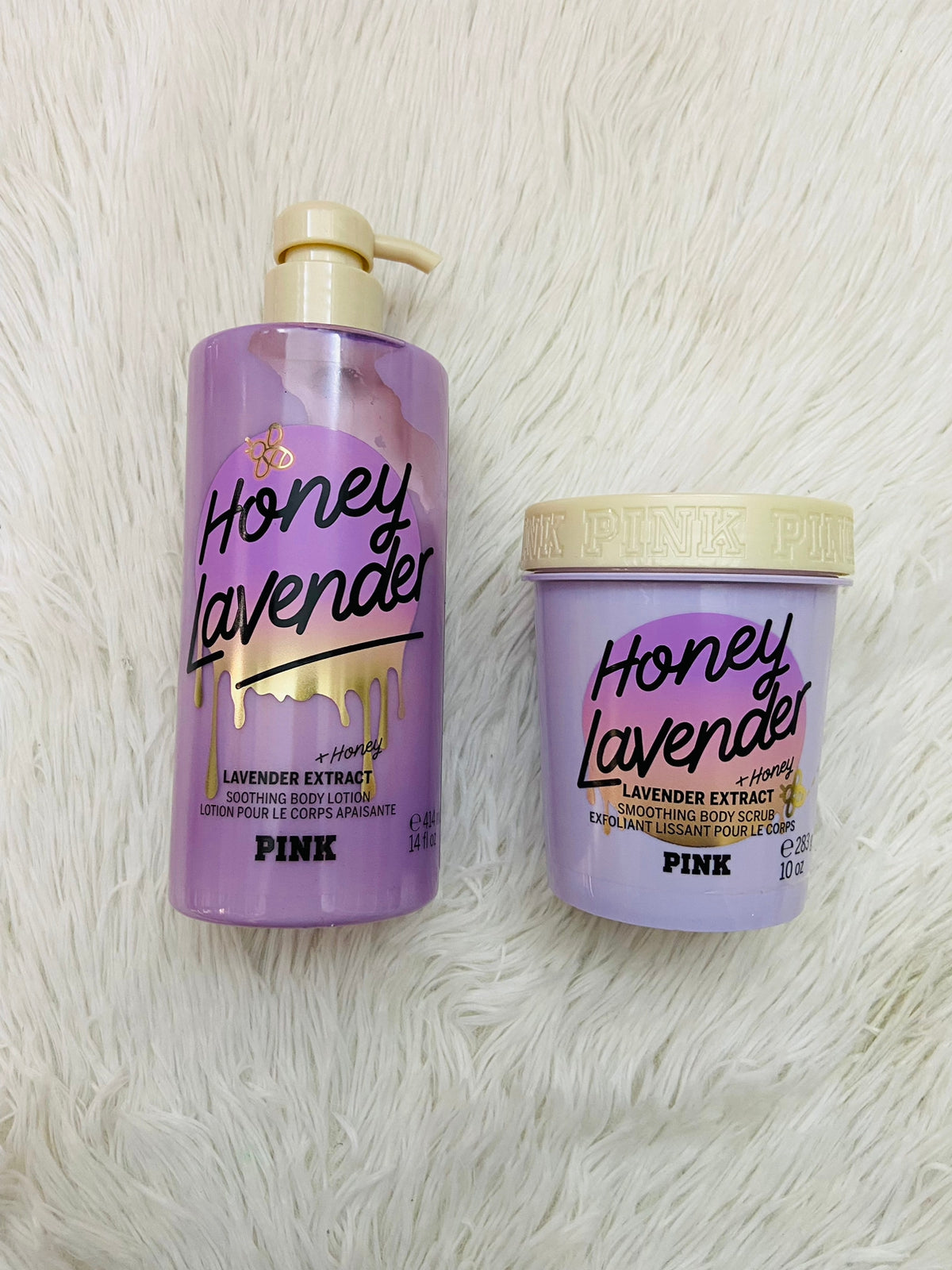Set Pink original exfoliante más crema extracto de lavanda más miel HONEY LAVENDER