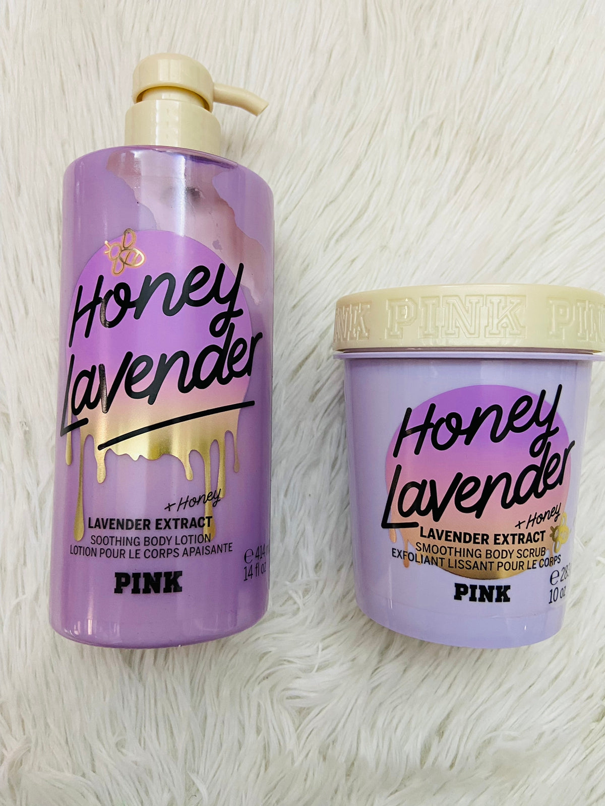Set Pink original exfoliante más crema extracto de lavanda más miel HONEY LAVENDER