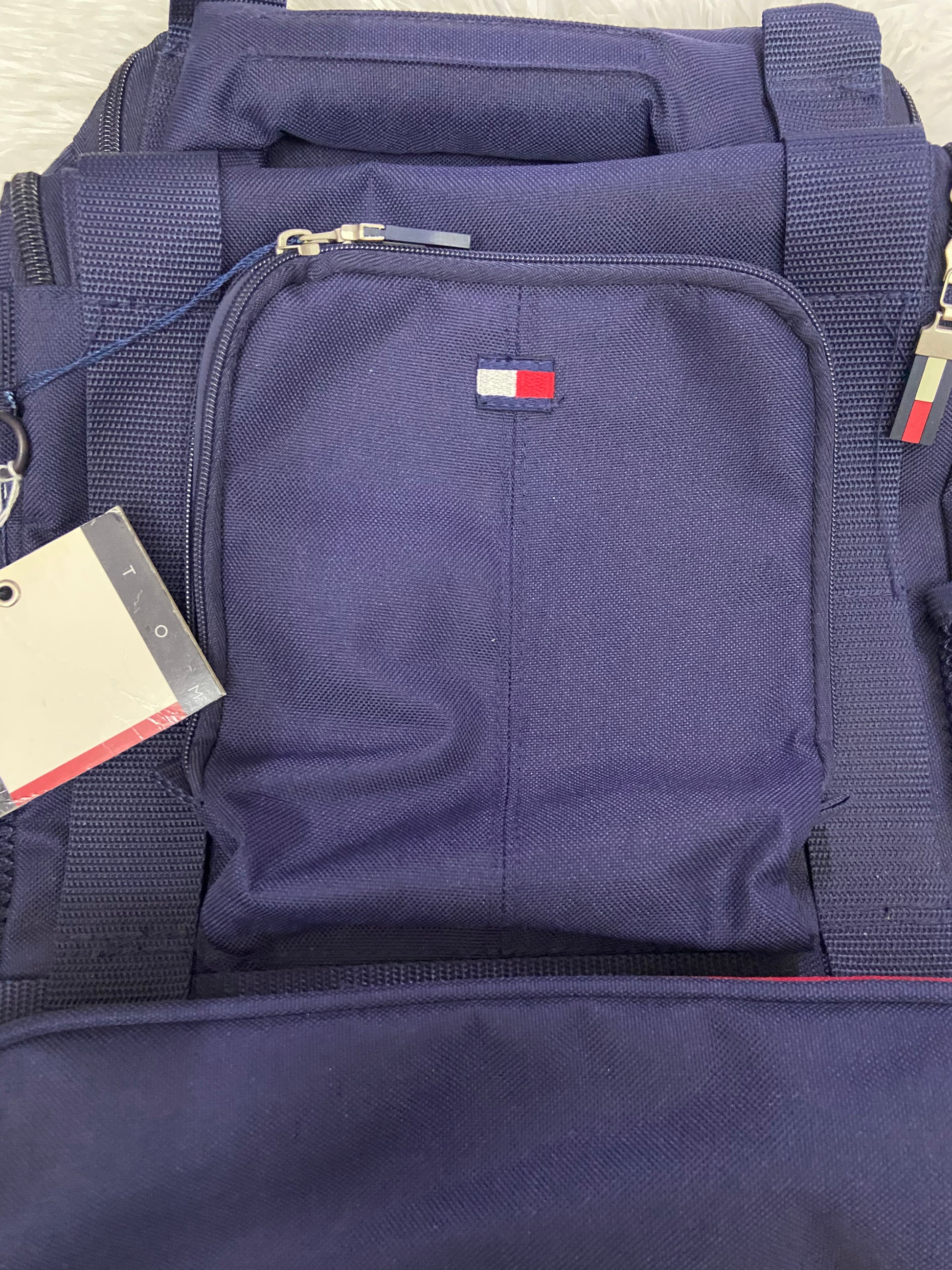 Mochila Tommy Hilfiger rayas azul con rojo- Backpack – Success Boutique Cuu