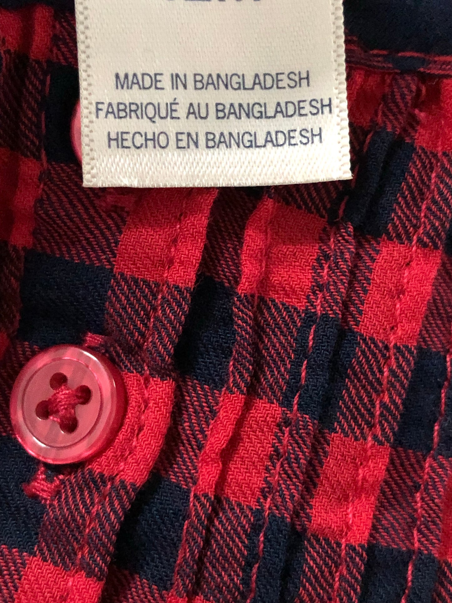 Enterizo/Mameluco de niña  Oshkosh Original color rojo y azul marido de cuadritos manga larga con botones al frente