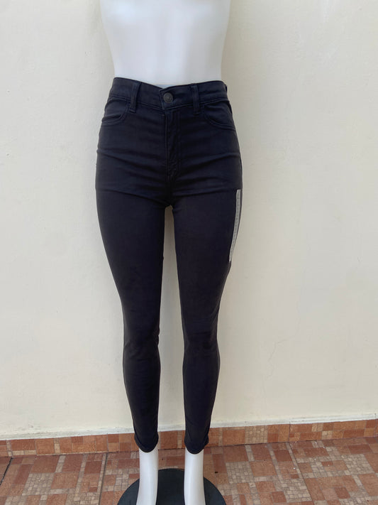 Pantalon jeans American Eagle original de color negro opaco liso STRETCH REGULAR HIGH RISE